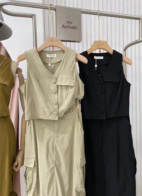 MATINEE Waistcoat With Mid Length Cargo Skirts Sets